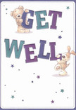 Capturing the unique warmth of Coulsdon's friendly spirit, this get well card features two adorable companions-a plump teddy bear and a lively puppy-coming together in a playful tableau that radiates positivity. The bear, fluffy and gentle, perches atop bold, vibrant letters, while the puppy nuzzles below, bringing an extra touch of affection and whimsy. Indigo and teal hues in the typography stand out crisply against a soothing white backdrop, creating an easy sense of clarity and hope. Scattered stars in cool shades of blue and purple sparkle around them, reminiscent of the twinkling night sky above Coulsdon's tranquil gardens. Each character is richly textured, their illustrated fur so vivid you can almost feel its comforting softness, as if ready to offer a consoling embrace. The composition's light-hearted essence echoes the care and artistry found in bouquets crafted by local florists-elevating a simple get well message to something that heals and encourages. Sending this card alongside Coulsdon Florist's fresh flowers promises a heartfelt moment of genuine support for someone on the mend.